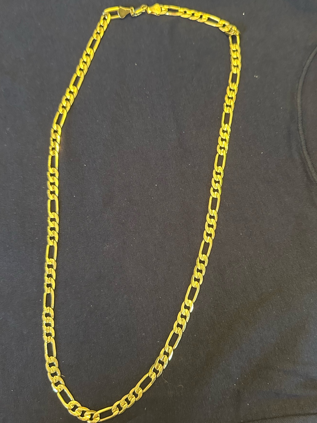 Stamped 18 Kt Gold Figaro Chain Necklace